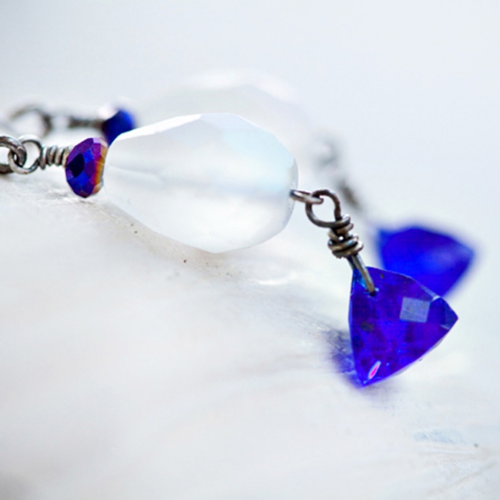 Blue Cobalt Gemstone Sterling Earrings HANDMADE